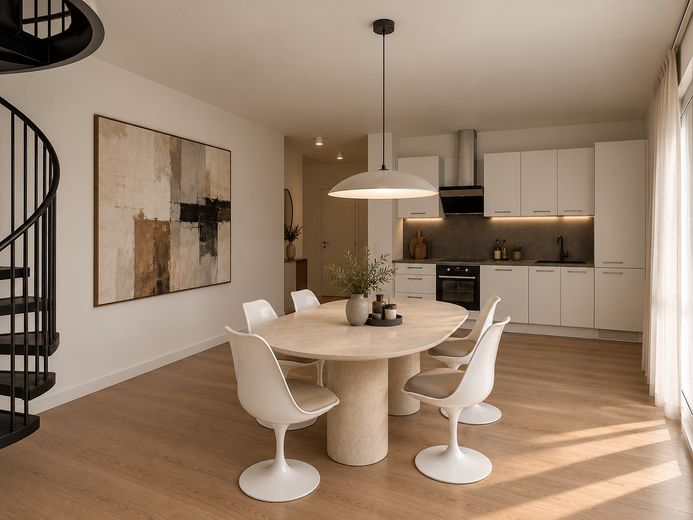Maison 1 I Duplex de 4 pièces en première occupation : 89m², balcon et cuisine équipée – Visualisierung Küche