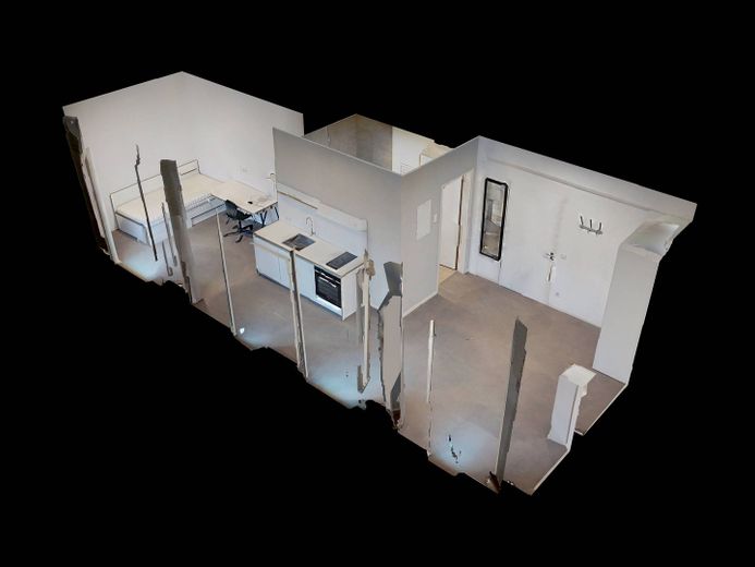 TYLKO DLA STUDENTÓW: Studio 152 – w pełni wyposażone studio w sercu Wiesbaden z aneksem kuchennym, CZYNSZEM ALL-IN, I WIELE WIĘCEJ. – 3D-Ansicht Grundriss
