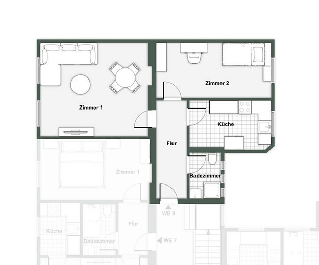 Renovierte 2-Zimmer-Wohnung im 2. OG – zentrumsnah in Eberswalde – Grundriss