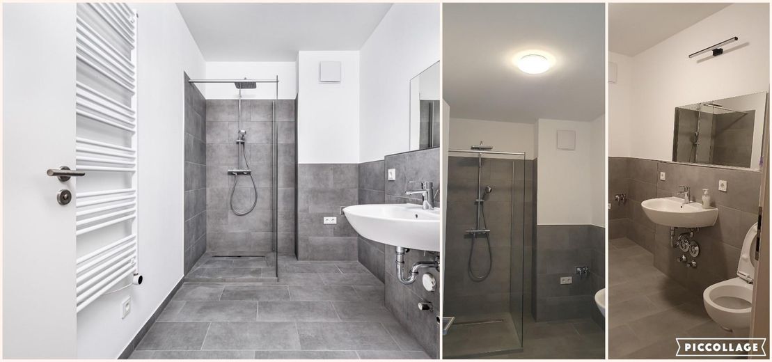 Hochwertige Neubauwohnung | Dachgeschoss | großer Südwestbalkon | voll möbliert – Badezimmer