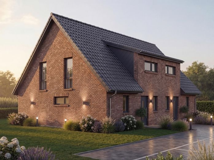 السكن الأول: منزل شبه منفصل حديث في توماسبرغ – 4 غرف، 118 م² – Ansicht Doppelhaushälfte