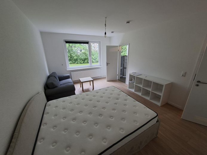 Schöne und sanierte 1-Zimmer Wohnung vollmöbliert direkt an der Uni – Schlaf/Wohnzimmer