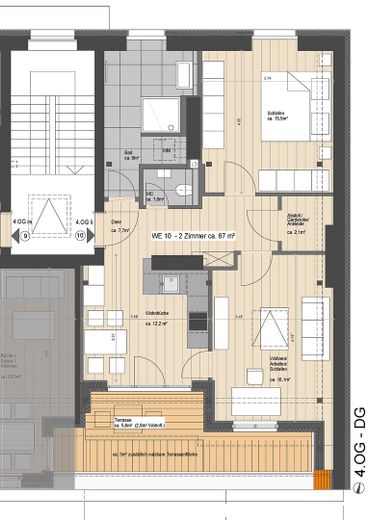 Obra nueva: Ático con terraza orientada al sur y cocina equipada - en Reinickendorf/Mitte – Grundriss