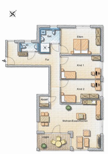 Grundriss mit Möblierungsidee