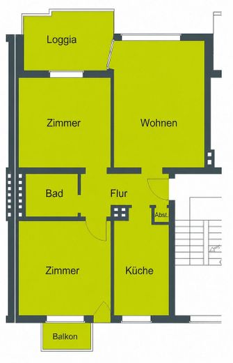 3 Zimmer in Hannover-Mittelfeld – Grundriss
