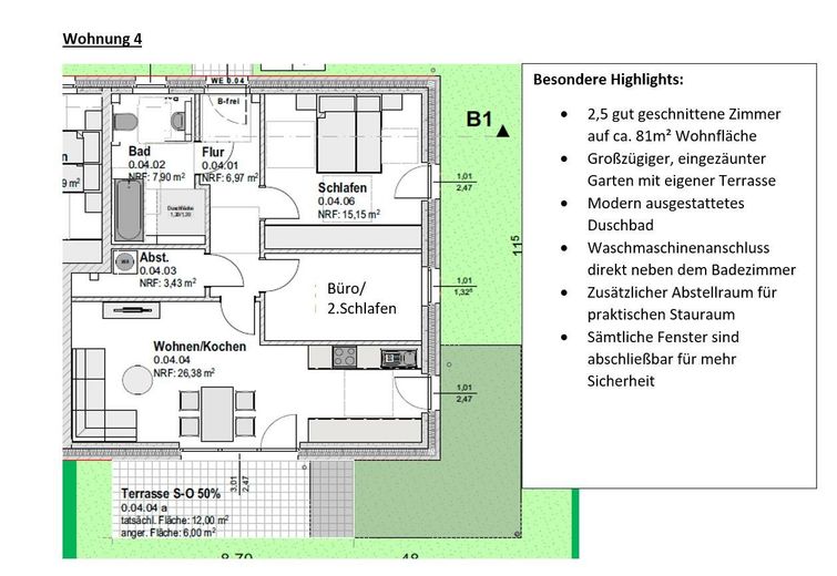 Erstbezug Neubau: Penthouse, 4 Zimmer Wohnung 112 m² Dachterrasse Einbauküche in Neumünster Gadeland – Wohnung 4
