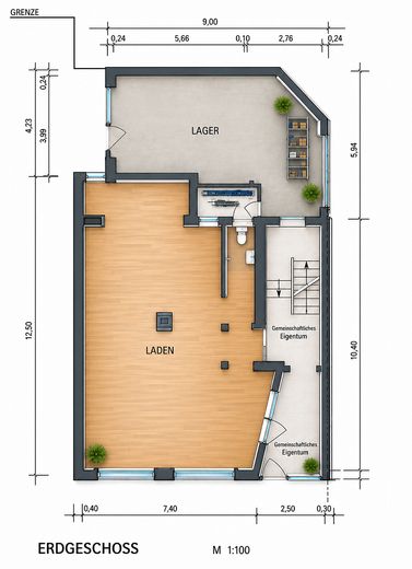 Büro / Praxis / Laden mit Lager zentral in Lörrach zu verkaufen – Ladenfläche & Lager