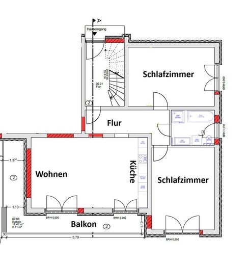 First occupancy of a completely renovated 3-room apartment with balcony, underfloor heating, garage in Brigachtal (heat pump) – Grundrissplan