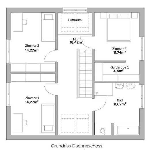 Neubau-Komfort ohne Baurisiko: Fertiges KfW 40 Einfamilienhaus mit Weitblick - provisionsfrei – Grundriss OG