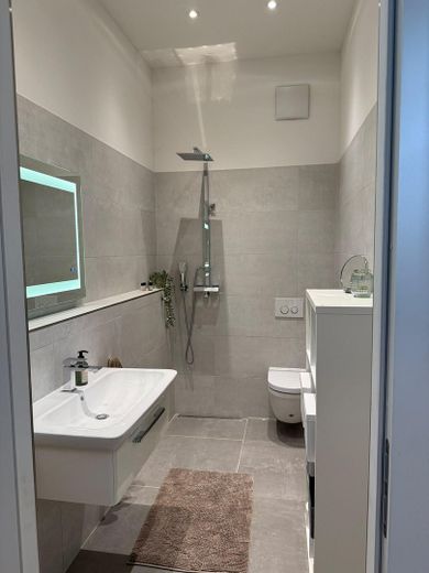 Exklusive Maisonette-Loft mit charmanter Innenhofterrasse an der Kupferbergterrasse – Gästebad