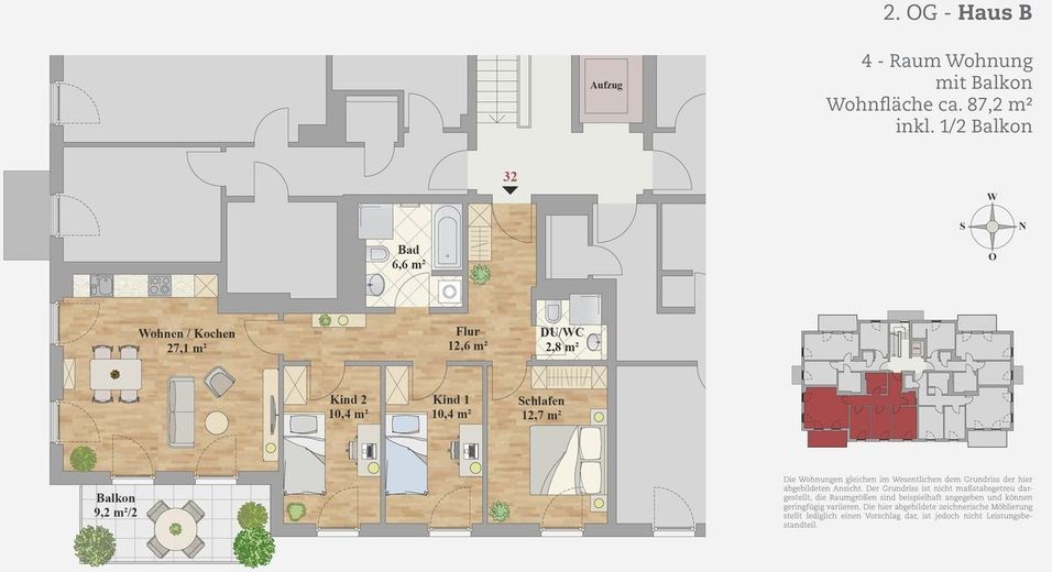 ERSTBEZUG - SCHÖNE 4-RAUM WOHNUNG IM 2.OG – Grundriss