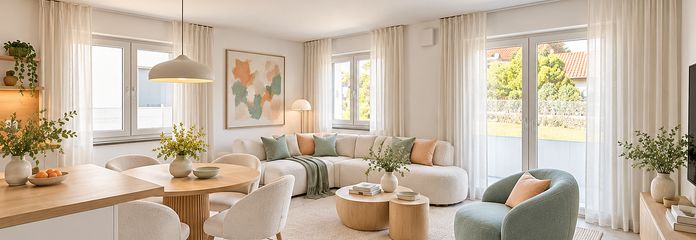 Familienglück vor den Toren Münchens: sonnig, ruhig und sofort bezugsfertig! – Wohnzimmer