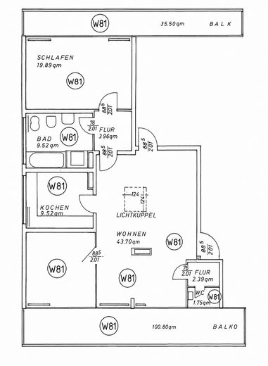 Über den Dächern Offenbachs: Großzügige 3-Zimmer-Wohnung mit zwei Balkonen – provisionsfrei – Grundriss