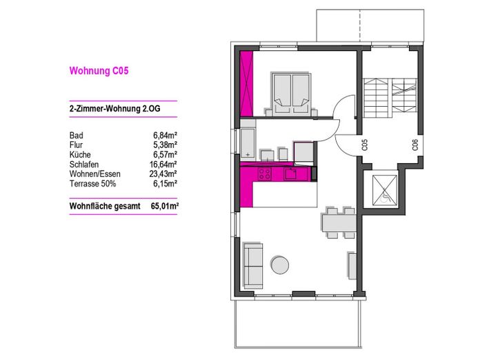 Große 2-Zimmer-Neubauwohnung mit BALKON in verkehrsberuhigter Wohnlage – Photo 7