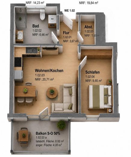 Erstbezug Neubau: Penthouse, 4 Zimmer Wohnung 112 m² Dachterrasse Einbauküche in Neumünster Gadeland – Wohnung 6