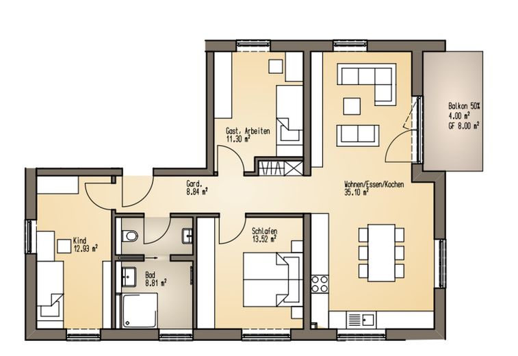 Obergeschosswohnung 95 m²