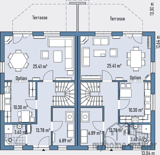 neue XXL Doppelhaushälfte mit Grundstück , Keller und großen Garten dirket in Röttenbach – D106-139-2G_GRUNDRISS_EG