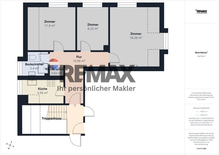 3-Zimmer-Dachgeschosswohnung mit zinsfreier Verkäuferfinanzierung möglich – Grundriss