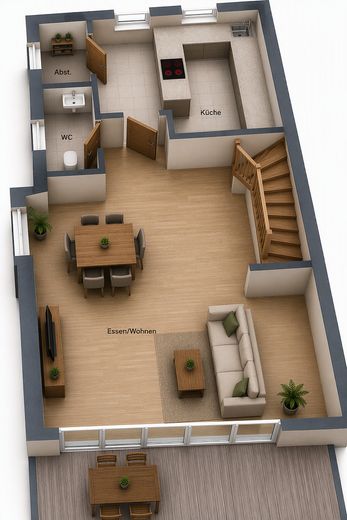 Einziehen & genießen: Provisionsfreie DHH am Moniberg mit traumhaftem Fernblick, Sauna & 3 Terrassen – Grundriss OG