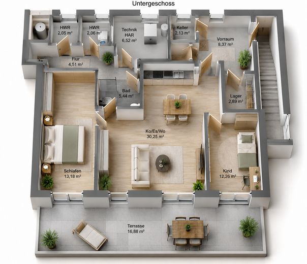 Terrasse statt Balkon: Attraktive 3-Zimmer-Wohnung – Zdjęcie 1