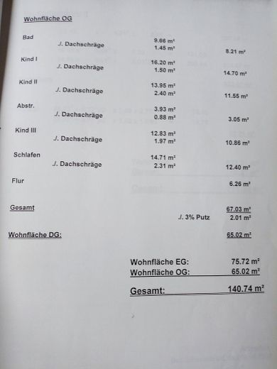 Wohnfläche Obergeschoss