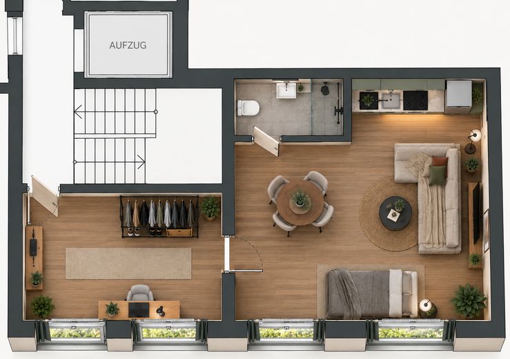 Zentrale 2-Zimmer-Wohnung Eisenbahnstraße, Ravensburg – Ideal für Eigennutzer & Kapitalanleger! – Grundriss - schematisch
