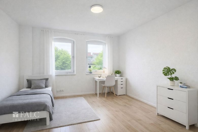 Provisionsfrei! MFH mit 308 m² für 79.500 EUR - 3 WE + DG-Ausbau + KfW-Potenzial – Kinderzimmer - Mögliche Gestaltung nach Renovierung (KI-Visualisierung)