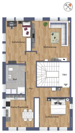 Appartement rénové lumineux de 3,5 pièces au cœur d’Obernburg – Grundriss