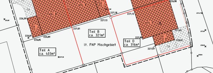 Baugrundstück für vier Doppelhaushälften – positiver Bauvorbescheid