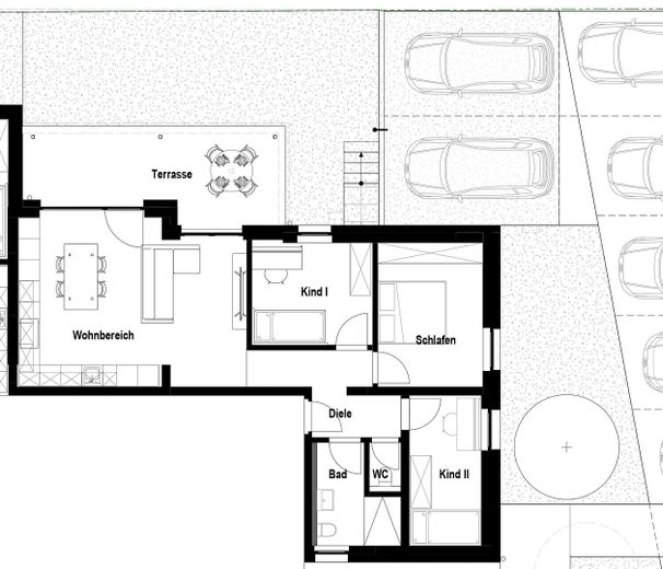 GERESERVEERD - Het totaalpakket: appartement met 3-4 kamers met eigen tuin, carport en parkeerplaats – Grundrissvariante 4-Zimmer