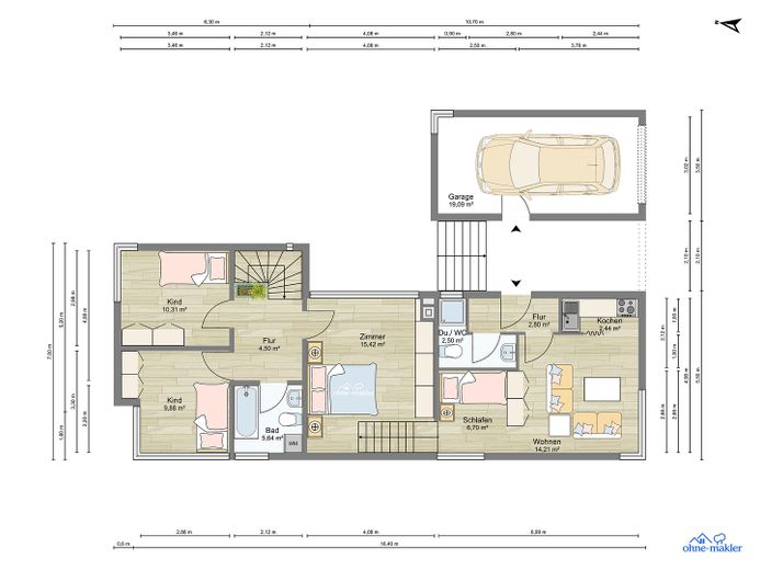 Grundriß OG und Einliegerwhg.