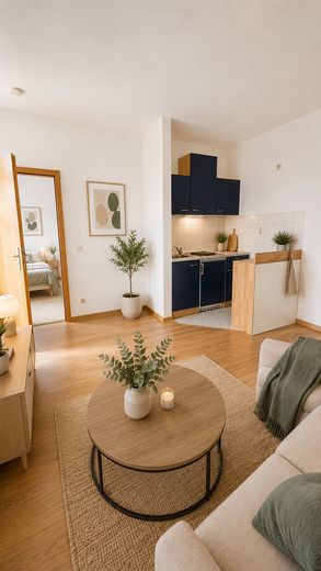 Clevere Kapitalanlage: Charmante 1-Zimmer-Wohnung in der Nähe historischer Kirche – Wohnzimmer _KI