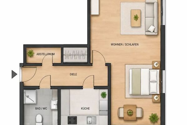 1-Zimmer-Wohnung mit Einbauküche Nürnberg – ab sofort bezugsfrei