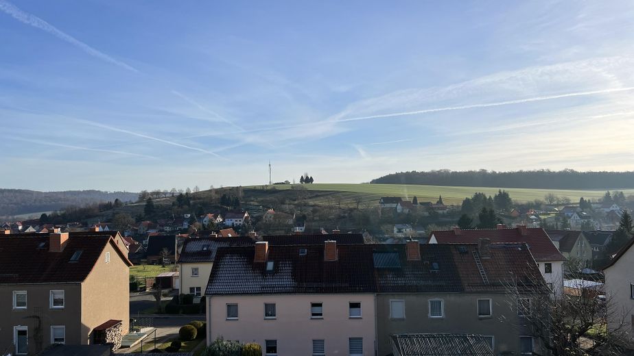 sonnige 3-Raum-Wohnung/Balkon mit Laminat und Einbauküche – Ausblick Balkon