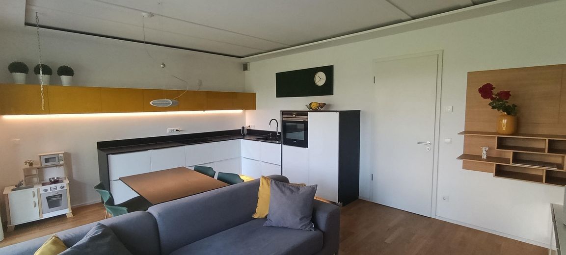 Direct beschikbare 3-kamer-tuinwoning met ZW-terras & nieuwe verwarming – provisievrij – Küche/Wohnzimmer