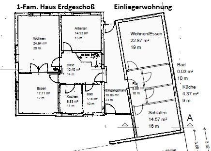 Grande maison individuelle (154m²) avec sous-sol+appartement indépendant (56m²) – 1-Fam.Haus Erdgeschoß