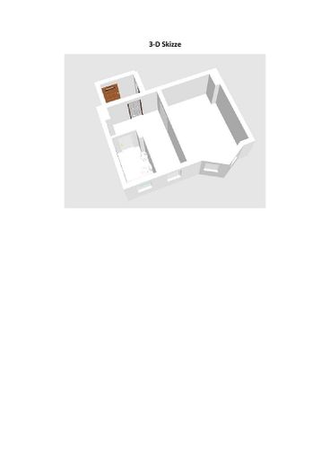 1-Zimmer-Appartment mit separater Küche in der Nähe des Wasserturms – 3-D-Ansicht