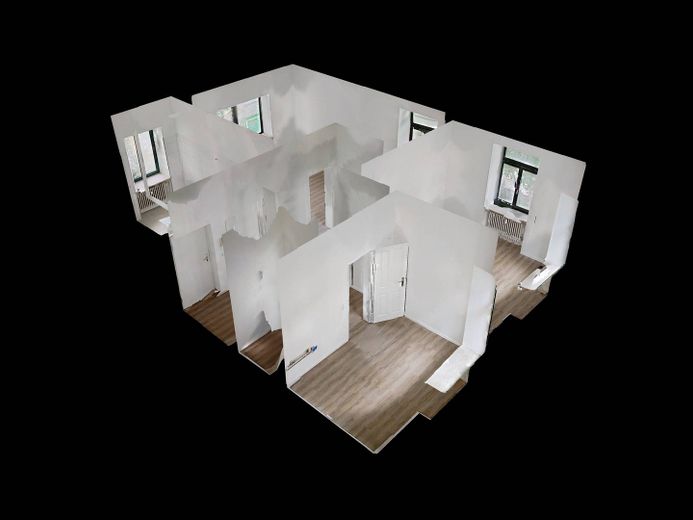 شقة واسعة ومجددة بالكامل من غرفتين مع شرفة – 3D-Ansicht Grundriss