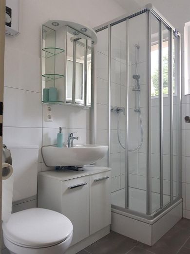 Zamieszkać. Wprowadzić się. Poczuć się jak w domu. Umeblowane mieszkanie w Aalen przy Stadtoval – Badezimmer mit Dusche und WC