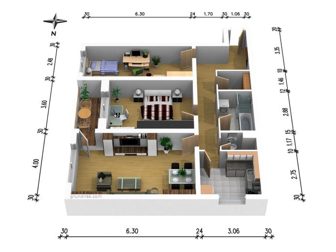Moderne 3-Zimmer Wohnung mit Balkon im 10. OG in Köln-Eil (Porz) – Grundriss