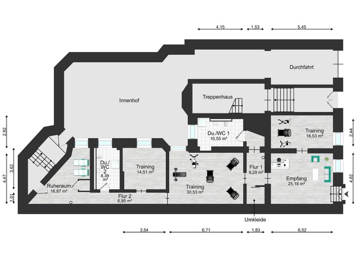 Fitness-Studio Grundriss