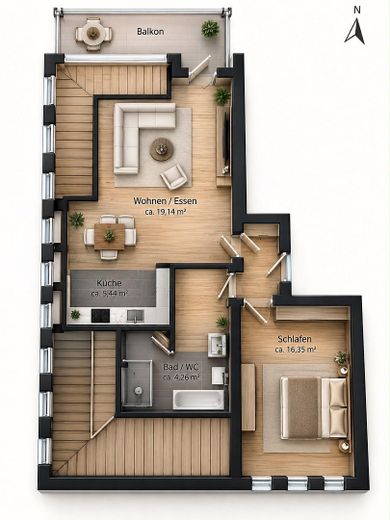 Atractivo ático de 67m² en 58636 Iserlohn- actualmente alquilado – Lageplan Wohnung