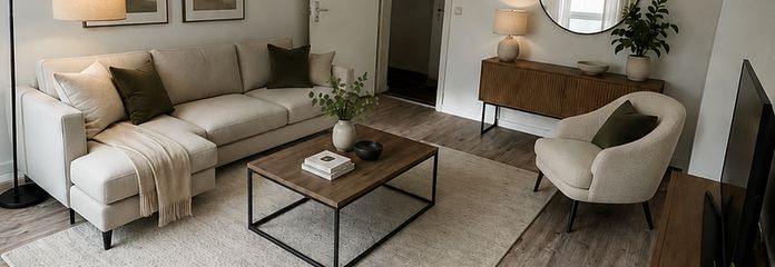 möbeliertes Wohnzimmer mit KI