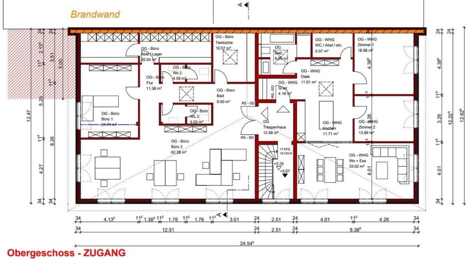 Zeichnung / Aufteilung : Büro 