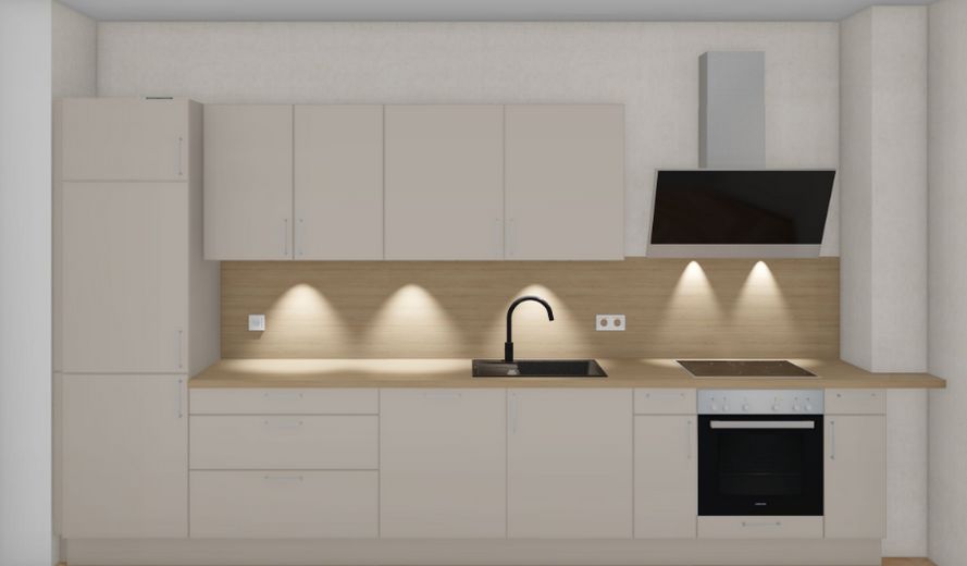 Erstbezug 2-Zimmer-Wohnung (1. OG, Balkon, barrierefrei) in Berge bei Nauen – Küchenzeile