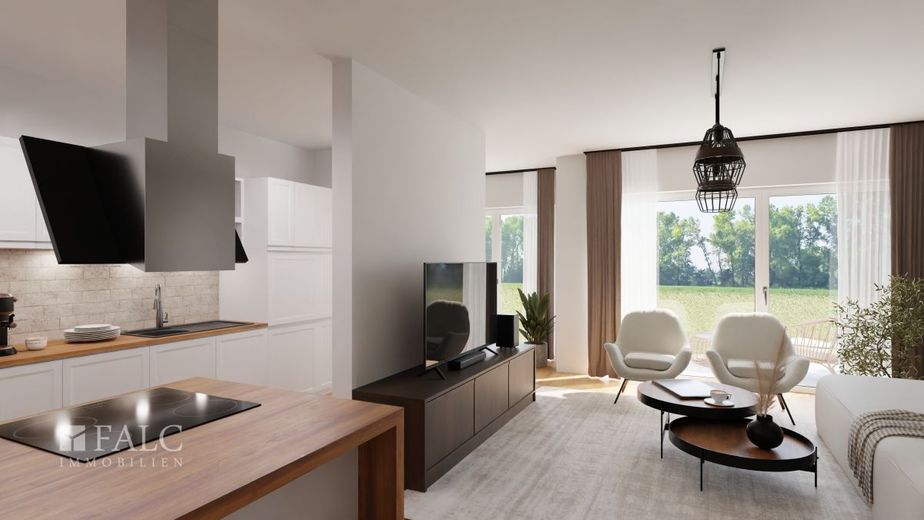 Familiennah. Stadtnah. Naturverbunden - 3 Zimmer mit Konzept – Wohnzimmer