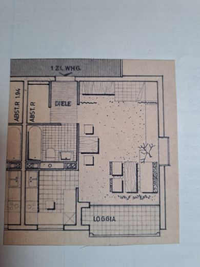 möblierte Einzimmerwohnung  mit  einmaligen Ausblick – Grundriss