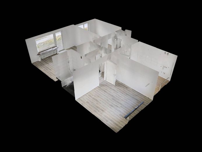 Modern konzipiertes 3-Zi.-Apartment mit BALKON und Wannenbad in Duisburg-Marxloh – 3D-Ansicht Grundriss
