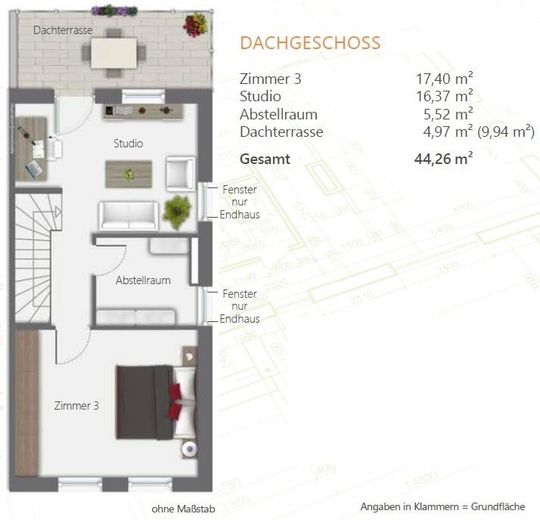 Reihenendhaus mit Dachterrasse - Übergabe März 2026 – Grundriss Dachgeschoss