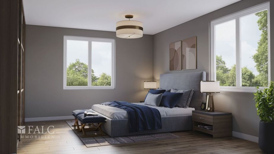 4 Zi.-Whg im OG mit Balkon / Grundriss variabel / mit Fahrstuhl – Beispiel Schlafzimmer